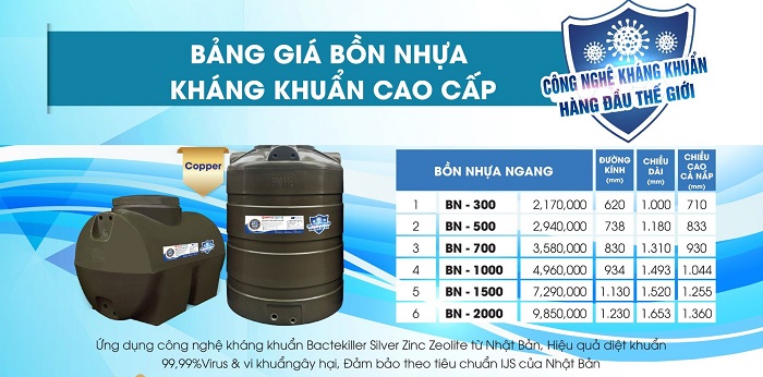 Bồn nhựa kháng khuẩn Sơn Hà ngang Bồn nhựa kháng khuẩn Sơn Hà ngang