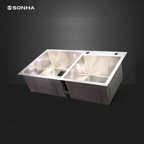 Chậu rửa Handmade Sơn Hà 2 Hộc lệch