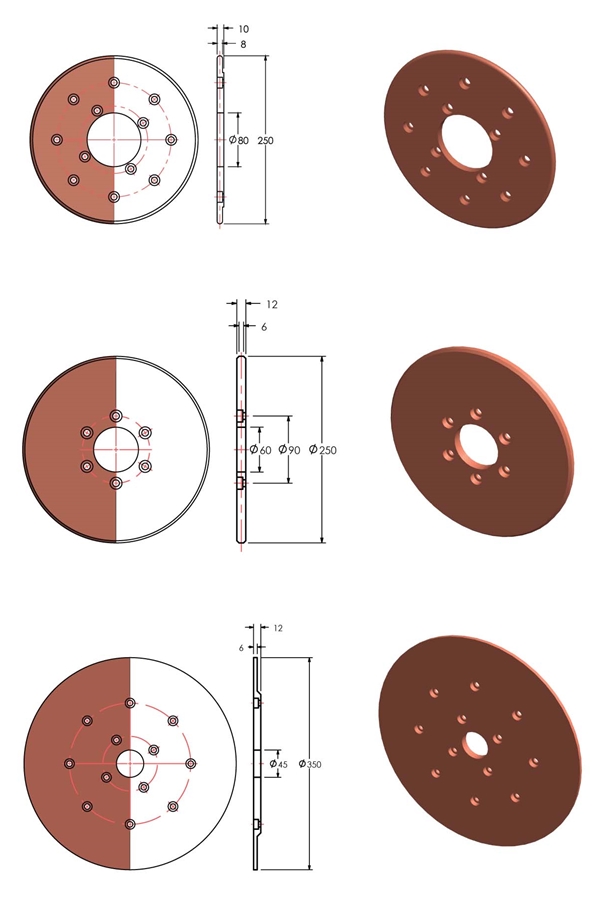 Kích thước tiêu chuẩn đĩa hàn seam hợp kim đồng crom Kích thước tiêu chuẩn đĩa hàn seam hợp kim đồng crom