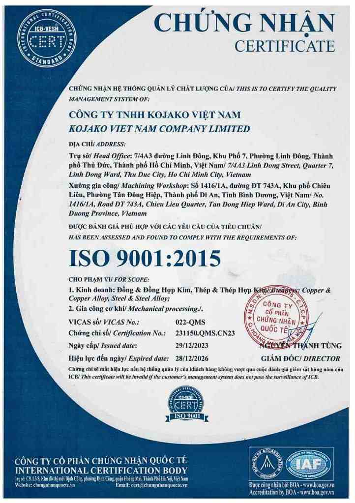ISO 9001 KOJAKO VIỆT NAM ISO 9001 KOJAKO VIỆT NAM