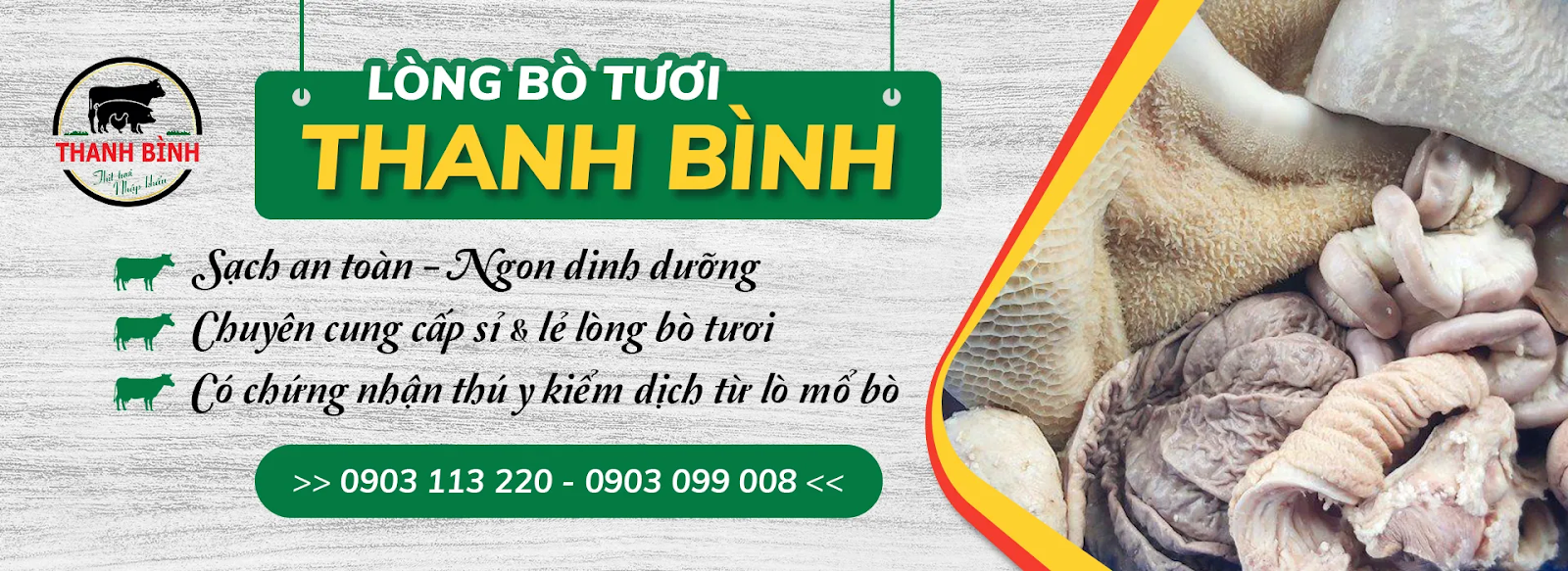 Mỗi sản phẩm do lòng bò tươi Thanh Bình cung cấp đều đảm bảo chất lượng Mỗi sản phẩm do lòng bò tươi Thanh Bình cung cấp đều đảm bảo chất lượng