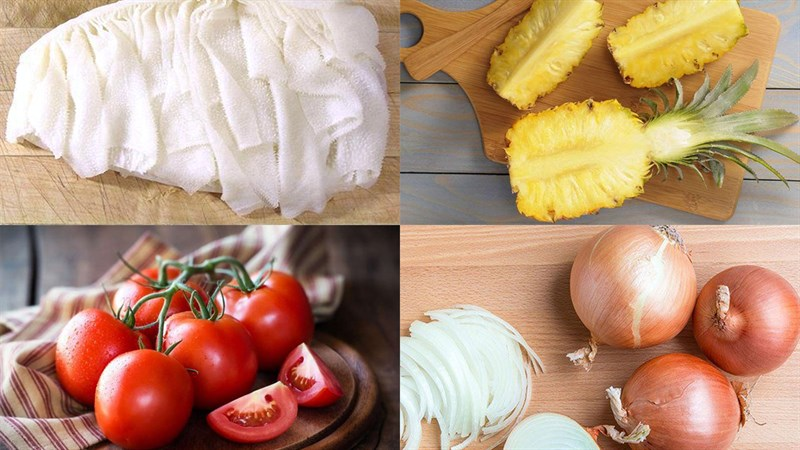 Nguyên liệu món lòng bò xào dứa Nguyên liệu món lòng bò xào dứa