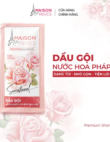 Dầu gội dây hương nước hoa Pháp cao cấp Maison De Rêves hoa Hồng pha lê, suôn mượt, ngừa gãy rụng - 6g