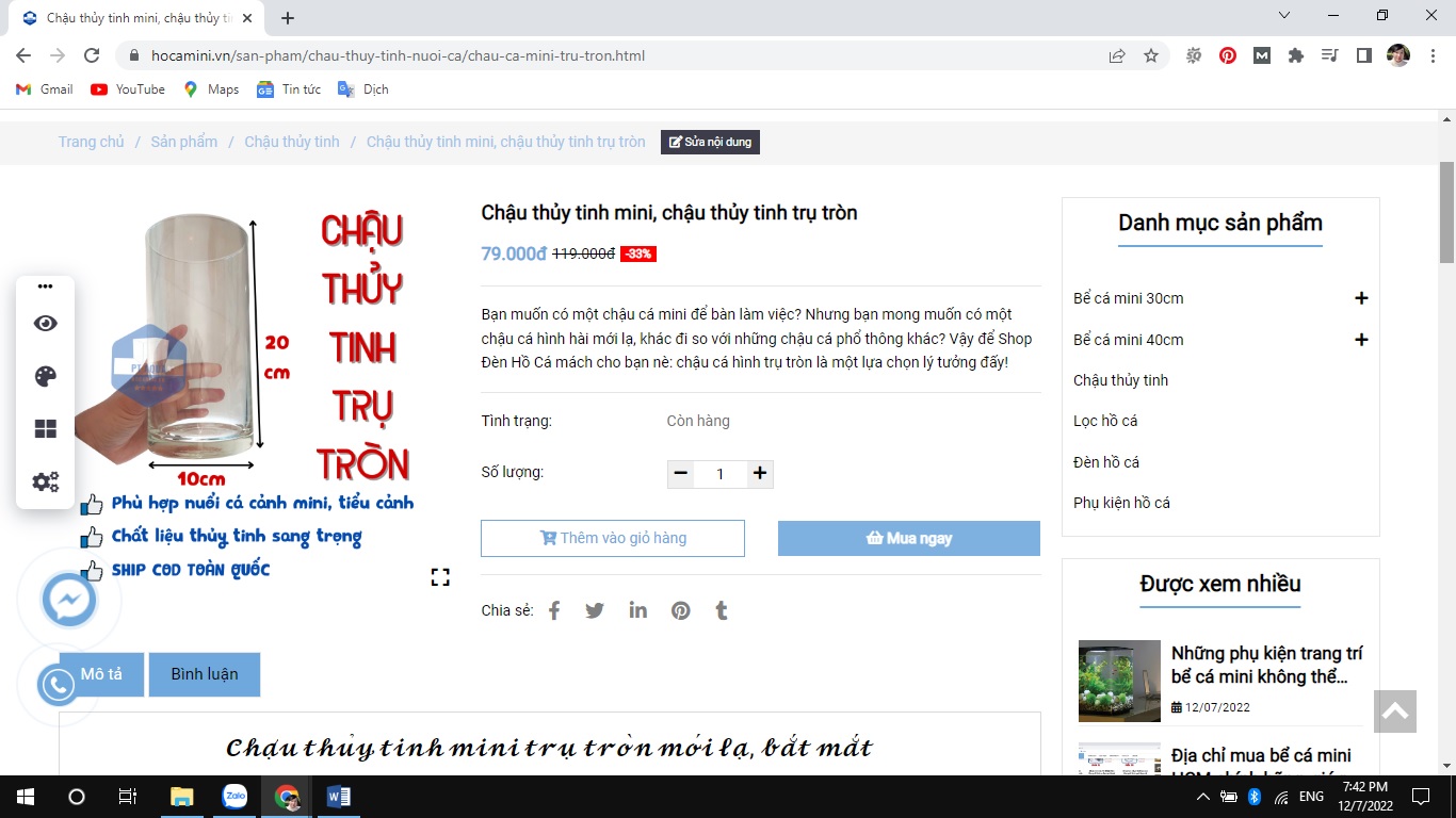 Bể cá mini hình trụ có ý nghĩa gì?