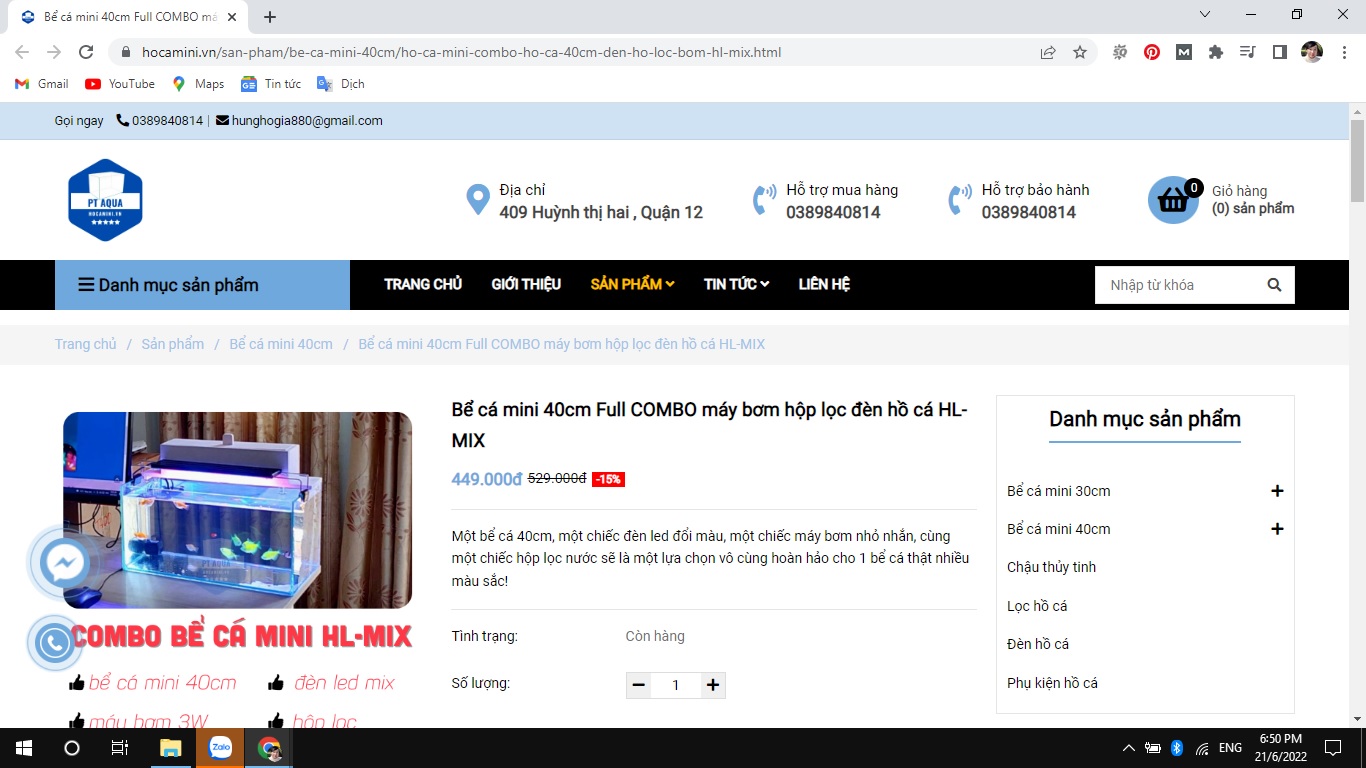 Bảng báo giá bể cá mini cubic