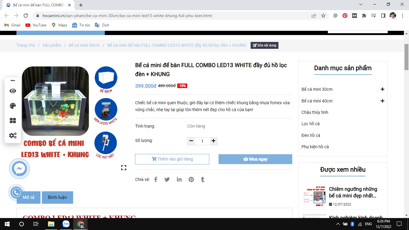 Set up bể cá siêu tiện lợi với các mẫu bể cá mini full phụ kiện