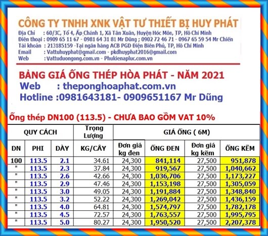 Báo giá ống kẽm Hòa Phát phi 114 tốt nhất tại TP HCM 2023 Báo giá ống kẽm Hòa Phát phi 114 tốt nhất tại TP HCM 2023