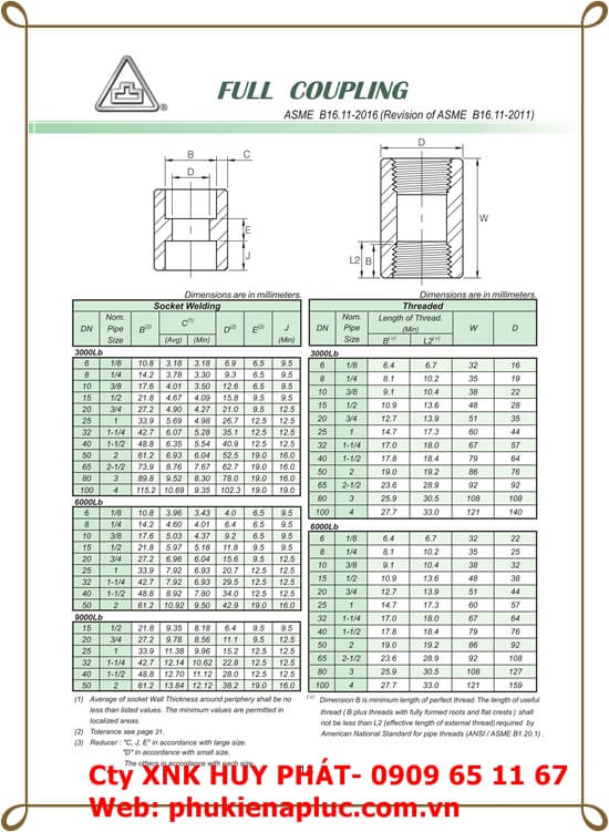 Full Coupling ren áp lực inox DN32 Full Coupling ren áp lực inox DN32