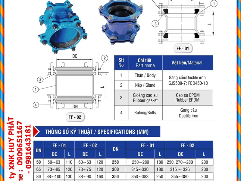 Tìm hiểu về khớp nối mềm FF thương hiệu T- BLUE  DN100