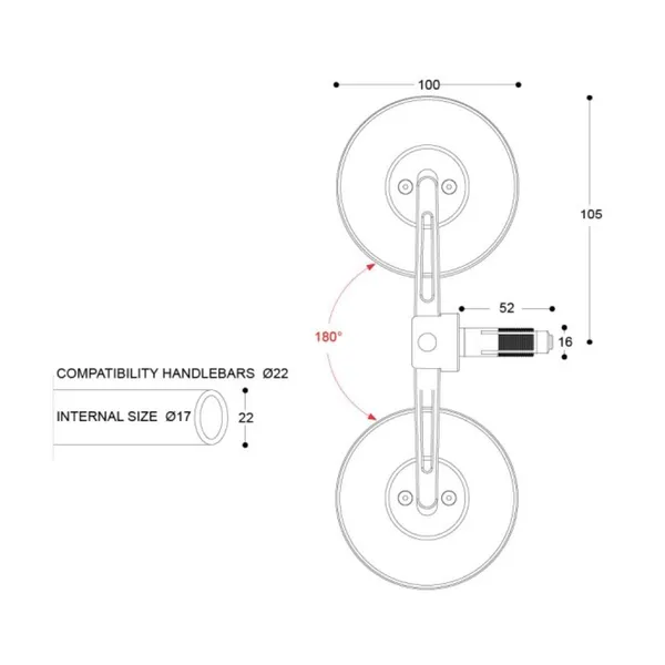 Kính hậu gắn gù Barracuda - Skin S Bar end