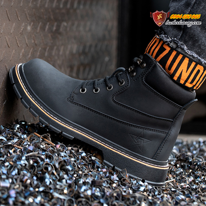Giày Bảo Hộ Lao Động Cao Cổ Thời Trang Cá Tính Chống Đinh Chống Dập Ngón Chân Đế Chống Trượt VA15
