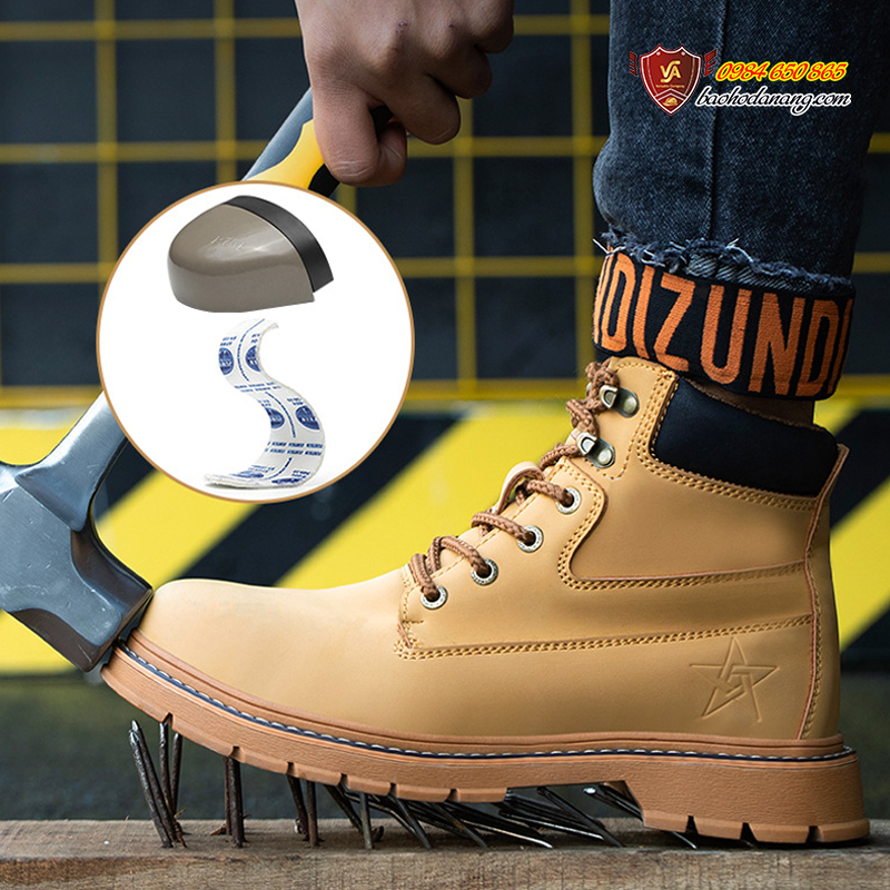 Giày Bảo Hộ Lao Động Cao Cổ Thời Trang Cá Tính Chống Đinh Chống Dập Ngón Chân Đế Chống Trượt VA15