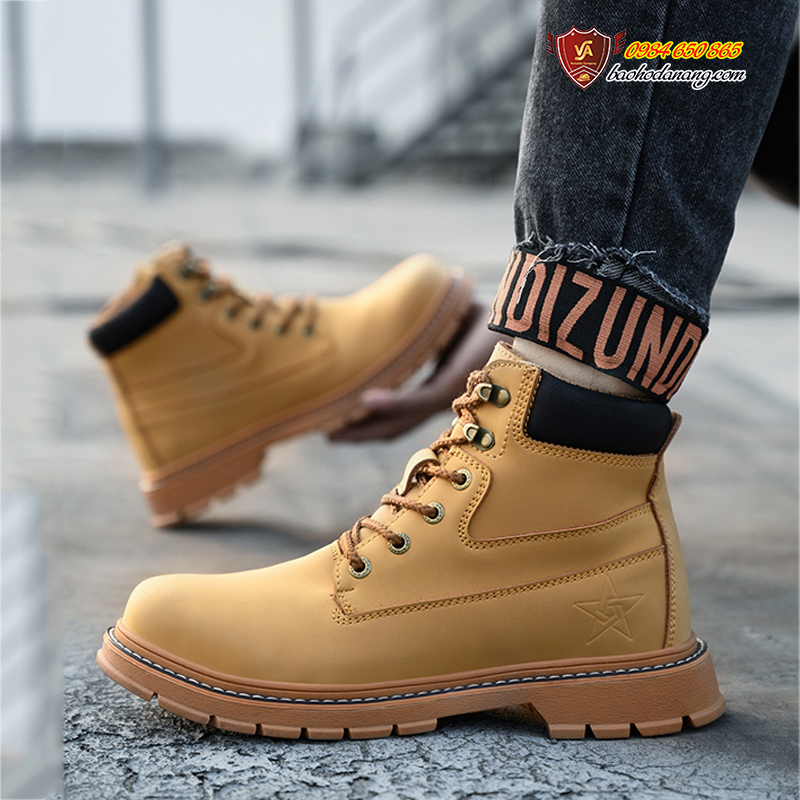 Giày Bảo Hộ Lao Động Cao Cổ Thời Trang Cá Tính Chống Đinh Chống Dập Ngón Chân Đế Chống Trượt VA15