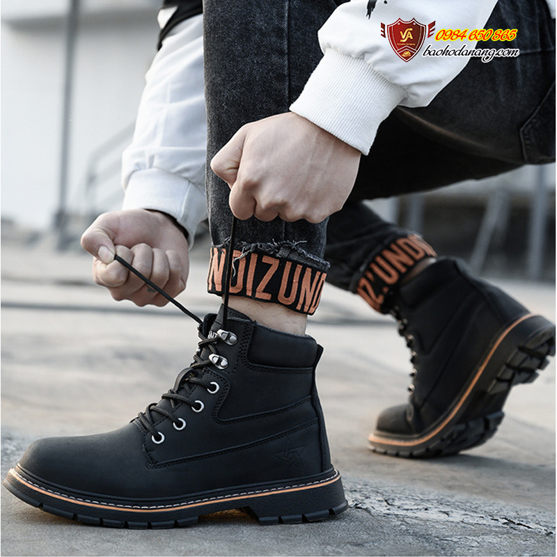 Giày Bảo Hộ Lao Động Cao Cổ Thời Trang Cá Tính Chống Đinh Chống Dập Ngón Chân Đế Chống Trượt VA15