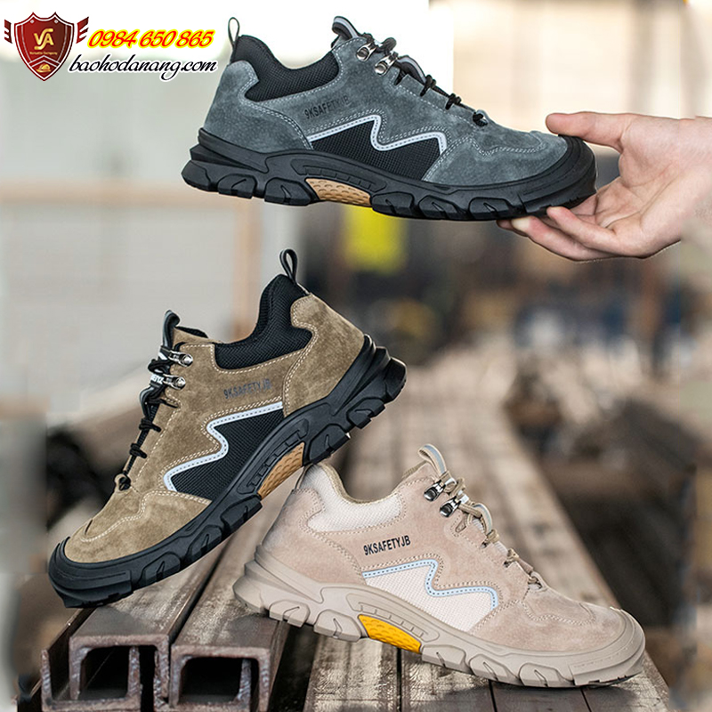 Giày Bảo Hộ Lao Động Thời Trang Nam Da Bò Mũi Thép Chống Đập Chống Đâm Thủng Thoáng Khí Chống Trượt Chống Bỏng