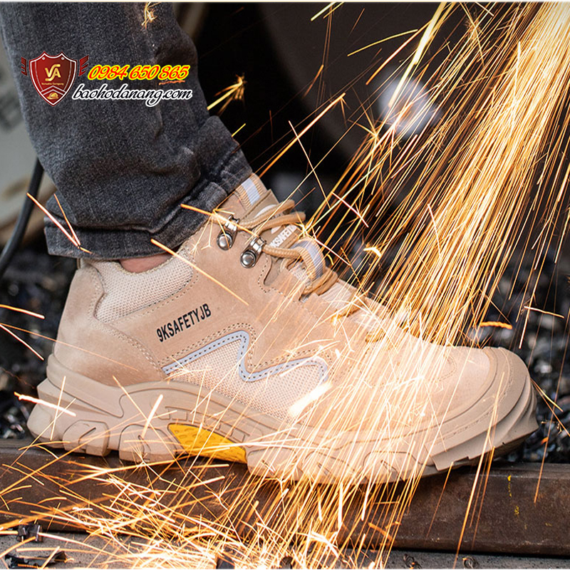 Giày Bảo Hộ Lao Động Thời Trang Nam Da Bò Mũi Thép Chống Đập Chống Đâm Thủng Thoáng Khí Chống Trượt Chống Bỏng