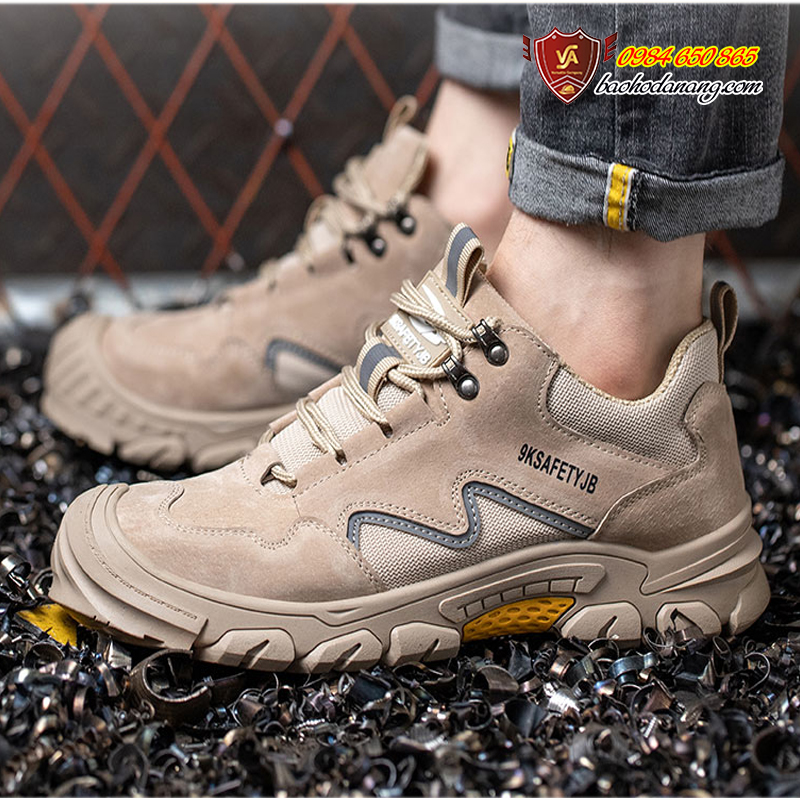 Giày Bảo Hộ Lao Động Thời Trang Nam Da Bò Mũi Thép Chống Đập Chống Đâm Thủng Thoáng Khí Chống Trượt Chống Bỏng