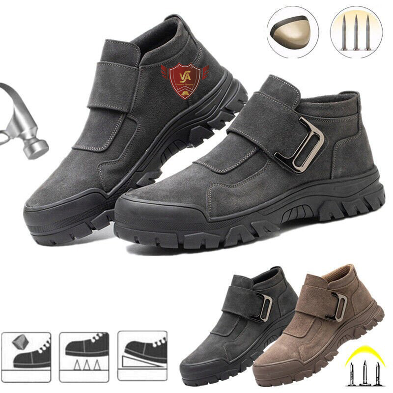 Giày thể thao chống đinh VA21 chất liệu da bò xịn màu nâu