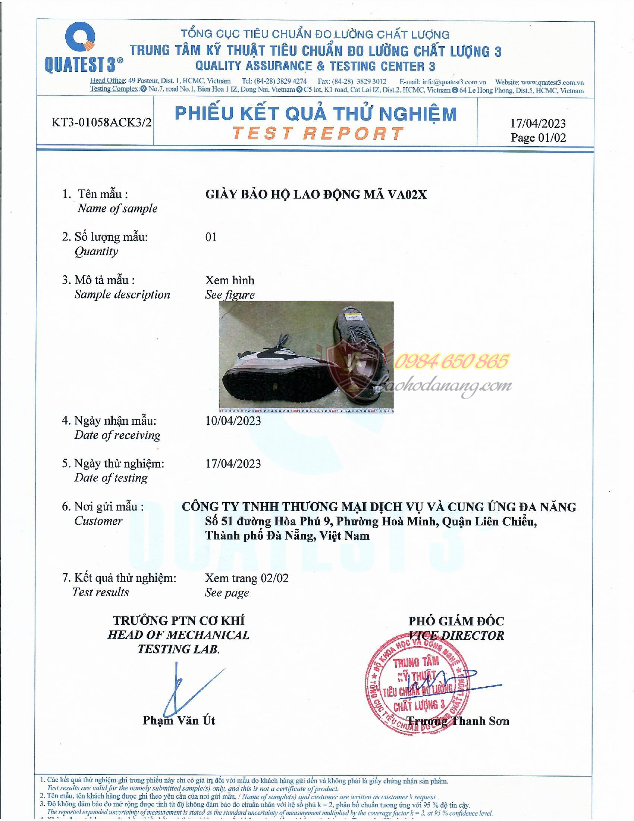 Test độ an toàn chống va đập & chống đinh của giày tại Trung Tâm Kỹ Thuật Tiêu Chuẩn Đo Lường Chất Lượng 3