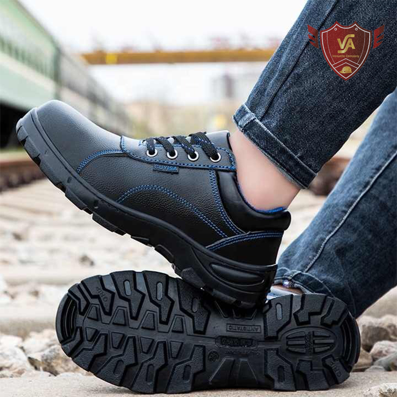 Giày công nhân xây dựng chất liệu da microfiber chịu nước, mũi thép, đế lót thép VA18T
