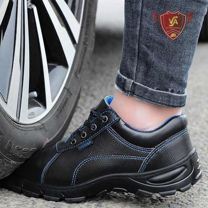 Giày công nhân xây dựng chất liệu da microfiber chịu nước, mũi thép, đế lót thép VA18T