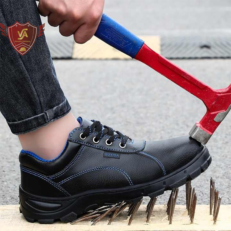 Giày công nhân xây dựng chất liệu da microfiber chịu nước, mũi thép, đế lót thép VA18T