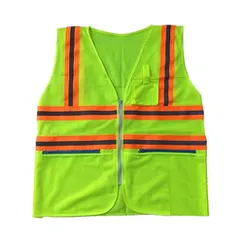 Áo phản quang 3 sọc - khóa kéo - có túi (vải bạt)