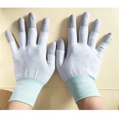 Găng tay sợi cacbon phủ PU ngón Xám chống tĩnh điện