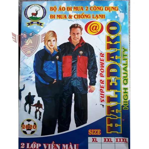 Áo mưa bộ 2 lớp viền màu @ - chống lạnh Hadelako