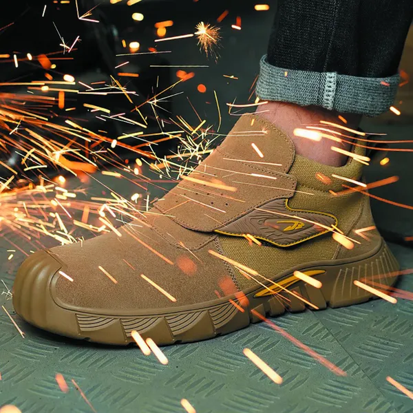 Giày bảo hộ da bò lộn siêu nhẹ VA23 mũi thép chống va đập, chống đâm xuyên