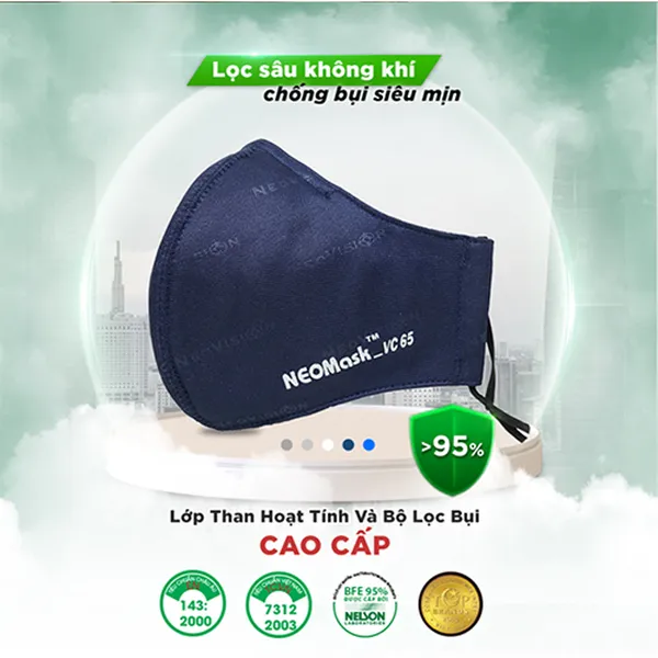 Khẩu trang than hoạt tính Neomask Vison VC65 (qua tai)
