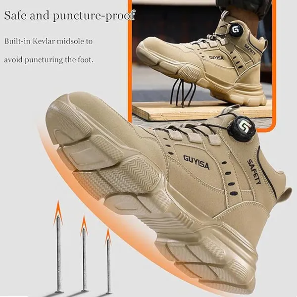 Giày Bảo Hộ Đi Phượt Cổ Cao Trang Bị Khóa Vặn Hiện Đại  Mũi Thép Đế Kevlar VA14N-MID 