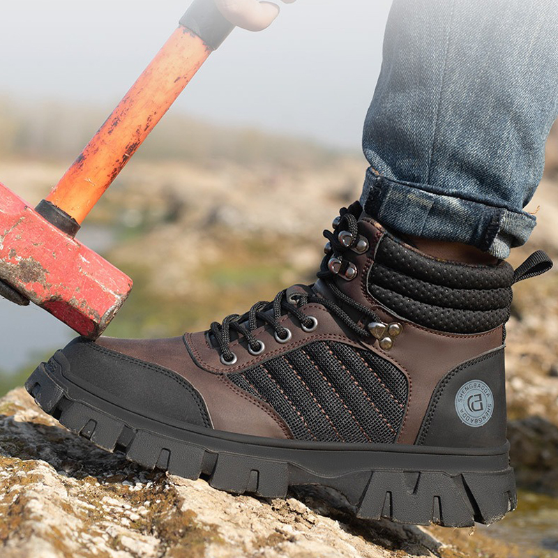 Giày bảo hộ cao cổ VA25, mũi thép, đế chống đinh.