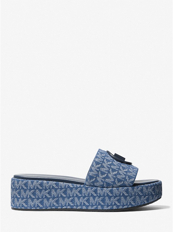 Dép Michael Kors Màu Xanh 40S1SDFS1Y Sadler Wedge Denim