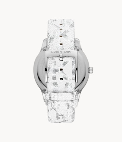 Đồng hồ Michael Kors MK6998 Runway Three-Hand White Metallic PVC Watch