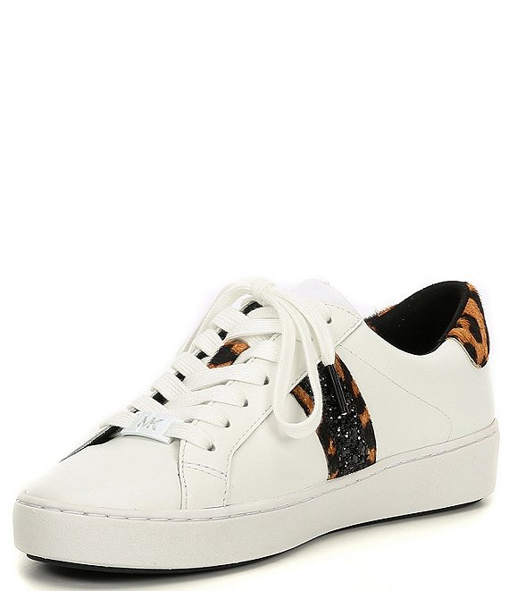 Giày sneaker Michael Kors Authentic USA cho nữ 43F0IRFP7L IRVING STRIPE LACE UP LEATHER. Size 5 ~ 35