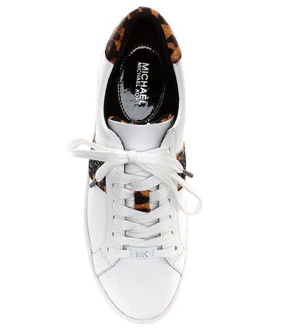 Giày sneaker Michael Kors Authentic USA cho nữ 43F0IRFP7L IRVING STRIPE LACE UP LEATHER. Size 5 ~ 35