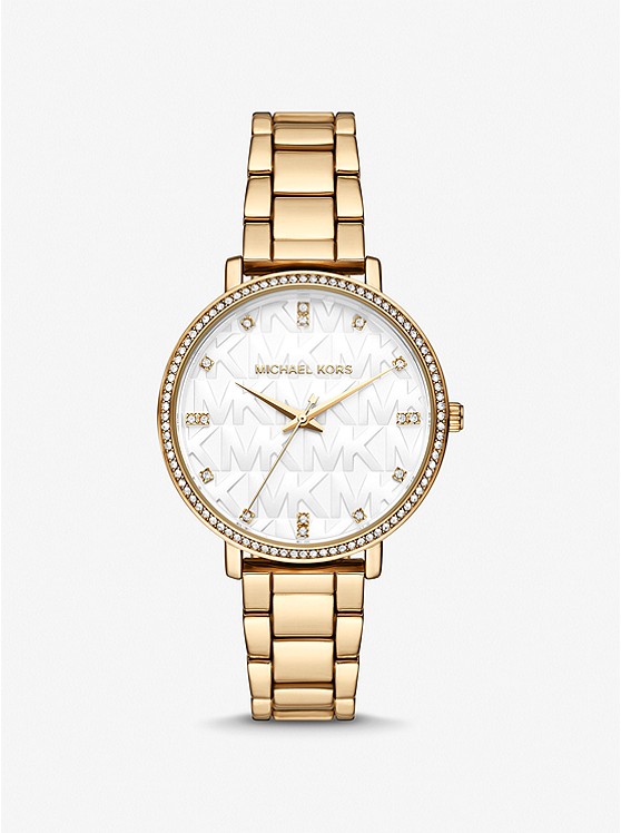 Đồng hồ nữ Michael Kors MK4666 Pyper Gold-Tone Embossed Logo Watch