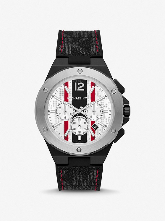 Đồng hồ nam Michael Kors 8982 Oversized Lennox Stripe Silver-Tone Watch