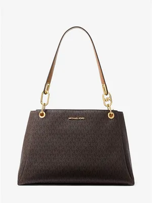 Túi Michael Kors Công Sở Trisha Large Brown Logo Shoulder Bag