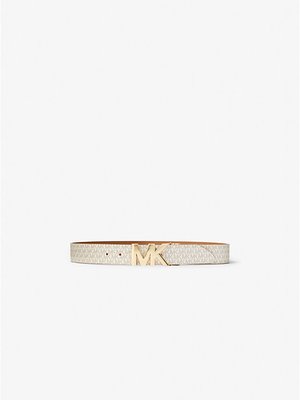 Dây Nịt Nữ Michael Kors Reversible Vanilla Logo and Leather Waist Belt