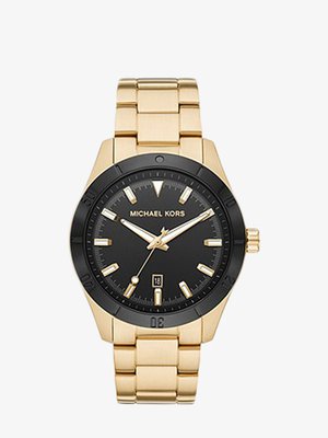 Đồng hồ MIchael nam MK8816 Oversized Layton Gold Tone Watch 44mm Black Gold
