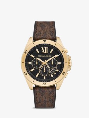 Đồng hồ Michael Kors nam MK8849 Oversized Brecken Logo and Gold Tone Watch 45mm Gold Logo Leather
