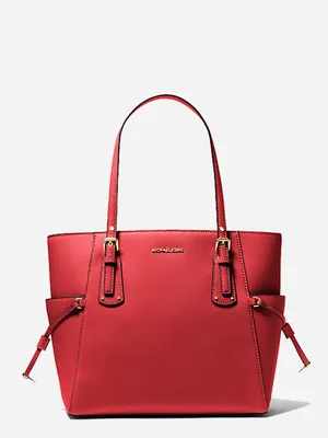 Michael Kors Adina Abbey Medium Backpack Flame Red Pebbled Leather 
