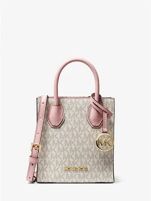 Túi Michael Kors Nữ Mini Màu Trắng Phối Hồng 35T1GM9C0I Mercer Extra-Small Logo and Leather Crossbody Bag