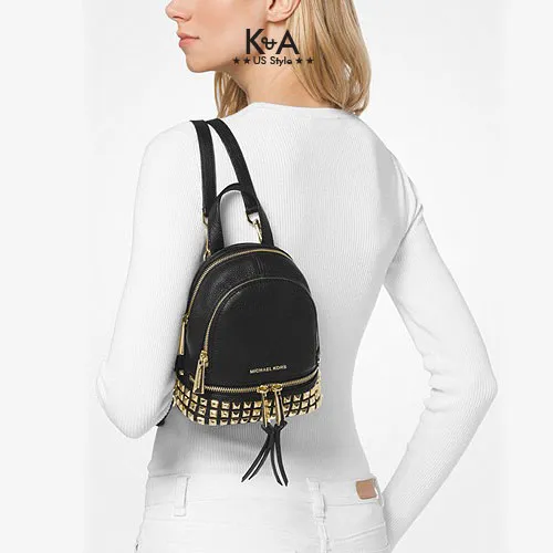 MICHAEL Michael Kors Rhea Medium Studded Pebbled Leather Backpack  Studded  backpack Michael kors backpack Bags