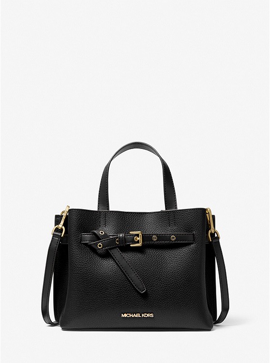 Túi Michael Kors 35F0GU5S5T Emilia Small Pebbled Leather Satchel Black