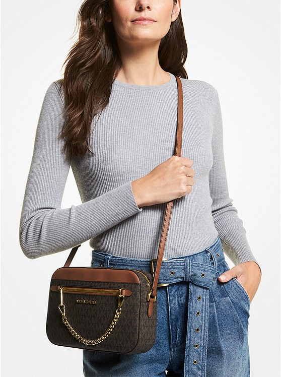 Túi Xách Michael Kors Màu Nâu Đeo Chéo 35S1GTTC9B Jet Set Large Logo  Crossbody Bag