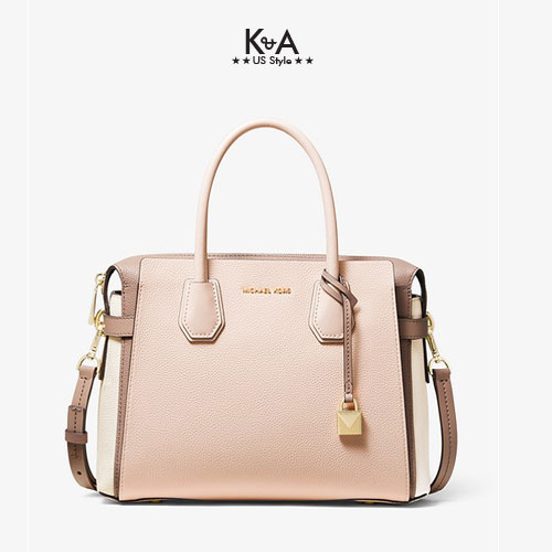 Túi xách hàng hiệu công sở Michael Kors Mercer Pebbled Medium Tri Colors Bag