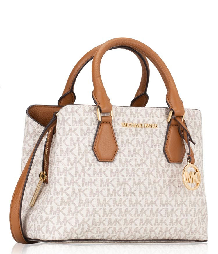 Túi xách Michael Kors Camille Small Vanilla Logo and Leather Satchel, túi  xách michael kors hàng